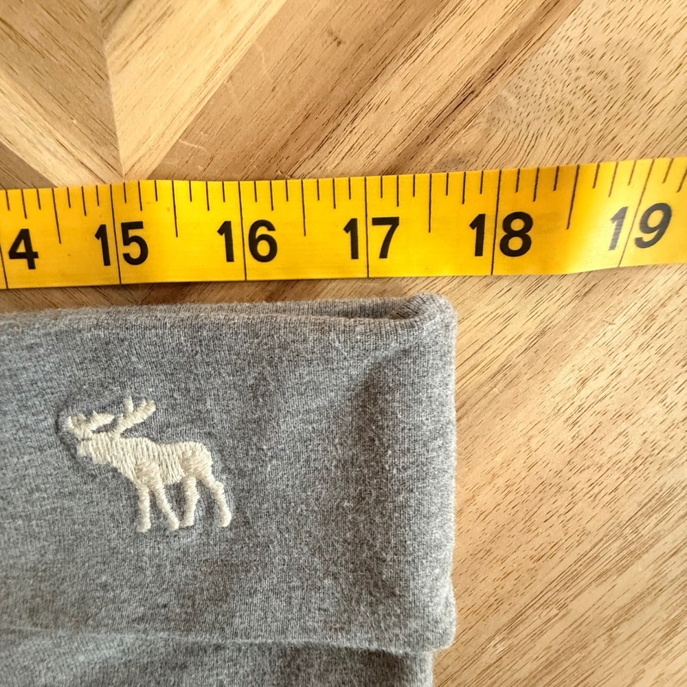 VTG Y2K Abercrombie & Fitch Retro Fold Over Waist Leggings Navy Blue/Gray Logo M - Picture 7 of 7